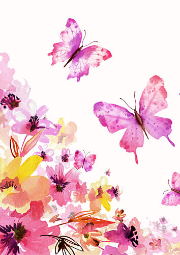 Floating Pink Butterflies Art déco reproduction