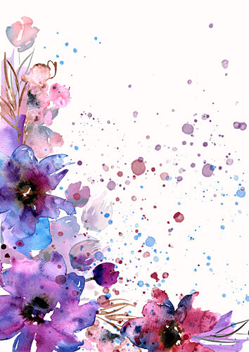 Vibrant Watercolor Blooms Art déco reproduction