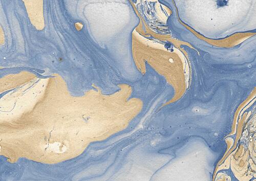 Fluid Gold and Blue Art déco reproduction