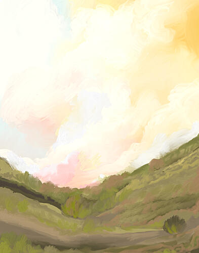 Serene Valley Light Gold Print