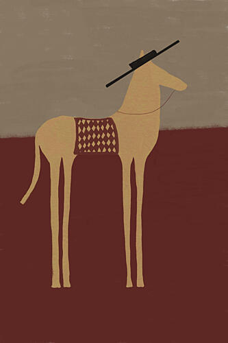 Desert Horse with Sombrero Art déco reproduction