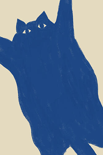 Playful Blue Cat Art déco reproduction