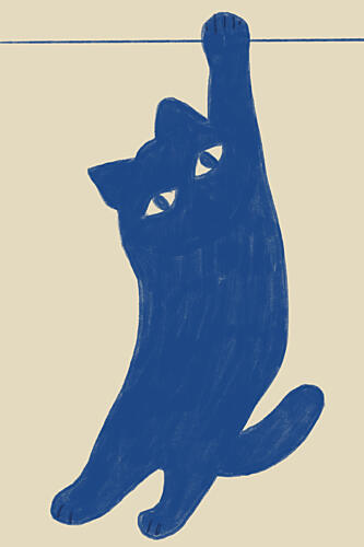 Hanging Blue Cat Art déco reproduction