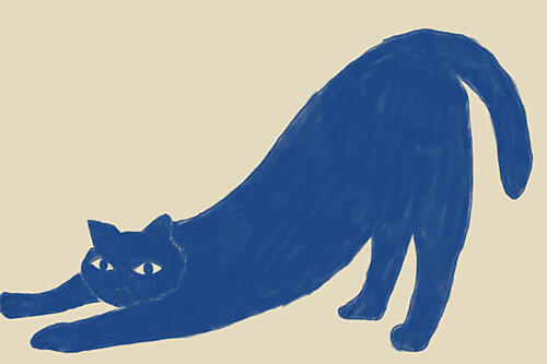 Stretching Blue Cat Art déco reproduction