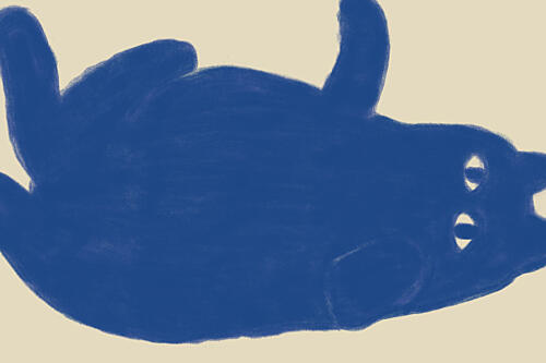 Whimsical Blue Animal Art déco reproduction