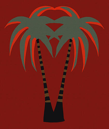 Tropical Heart Palms Art déco reproduction