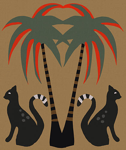 Tropical Desert Cats Art déco reproduction