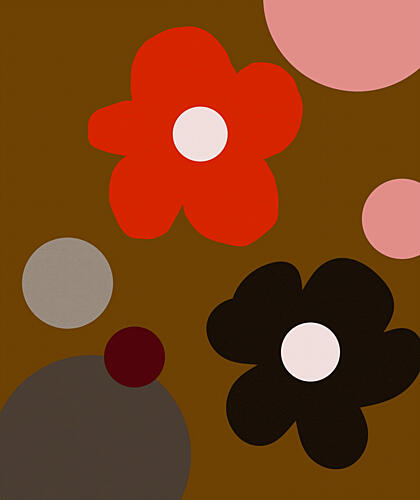 Retro Floral Circles Art déco reproduction