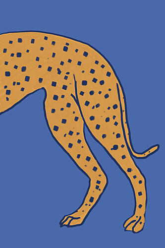 Spotted Cheetah on Blue Art déco reproduction