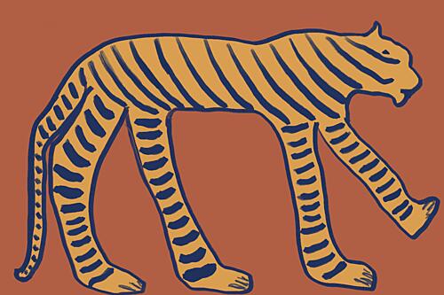 Bold Tiger Stride Art déco reproduction