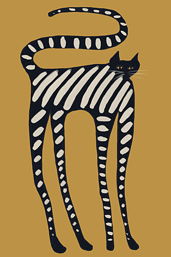 Elegant Striped Cat Art déco reproduction