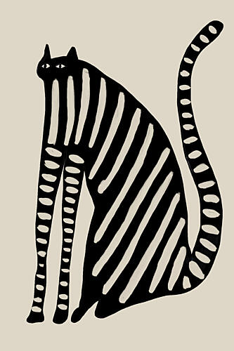 Striped Black Cat Art déco reproduction