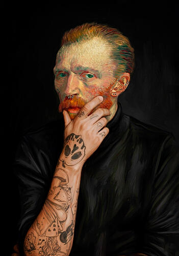 Painterly Modern Man Art Print by Dikhotomy