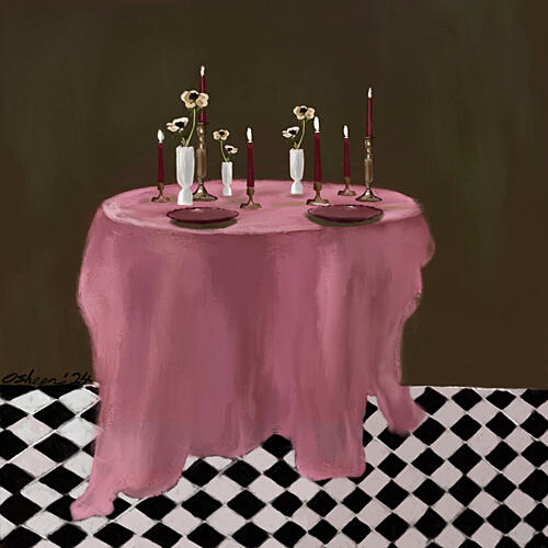 Romantic Table Setting Art Print by Osheensgallery