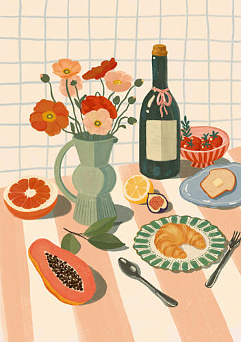 Colorful Breakfast Still Life Art déco reproduction
