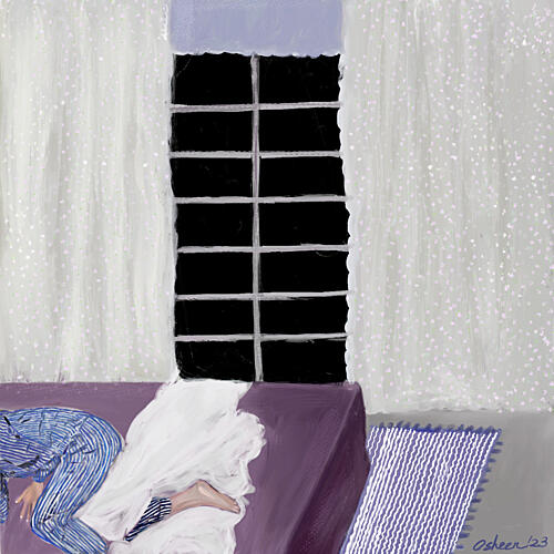 Cozy Window Sleep Art Print by Osheensgallery