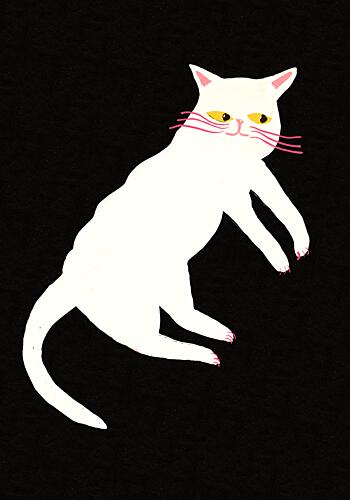 Grumpy White Cat Art déco reproduction