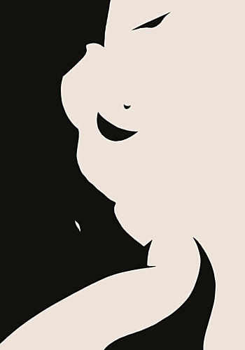 Blissful Female Profile Art déco reproduction