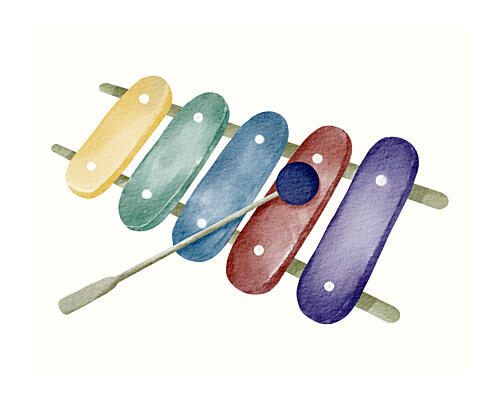 Playful Watercolor Xylophone Art déco reproduction