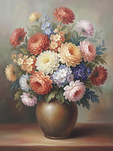 Vibrant Flower Still Life Art déco reproduction