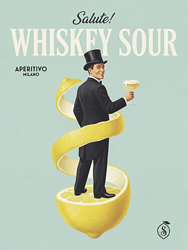 Classic Whiskey Sour Gentleman Art déco reproduction