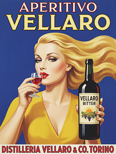 Glamorous Blonde Drink Ad Art déco reproduction