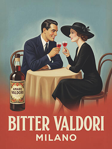 Vintage Couple Toast Art déco reproduction