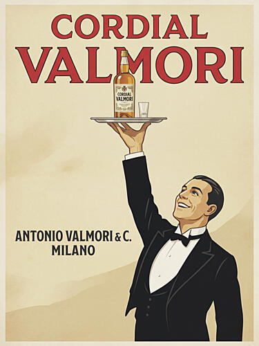 Elegant Waiter Cordial Ad Art déco reproduction