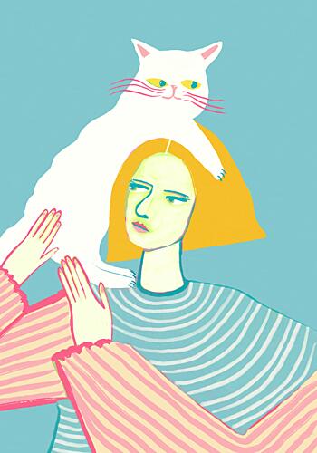 Cat on My Head Art déco reproduction