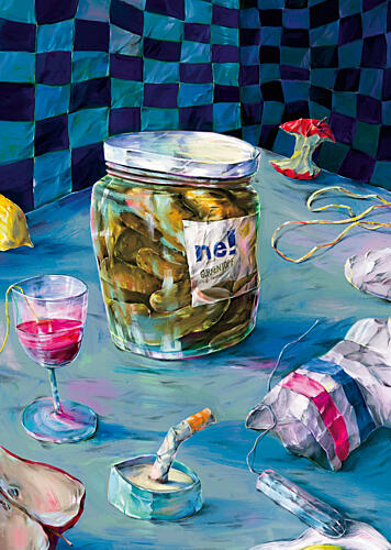 Messy Kitchen Table Still Life Art déco reproduction