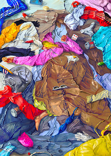 Colorful Clothes Chaos Art Print by Natascha Baumgartner