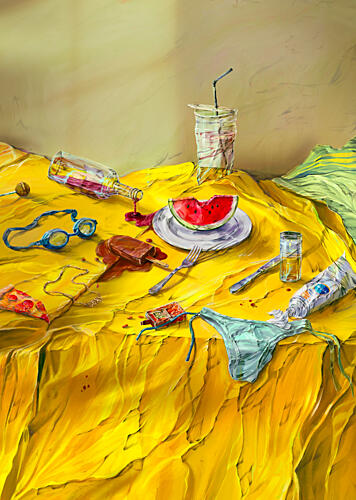 Messy Summer Indulgence Art Print by Natascha Baumgartner