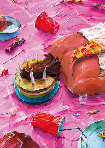 Birthday Indulgence Nap Art Print by Natascha Baumgartner