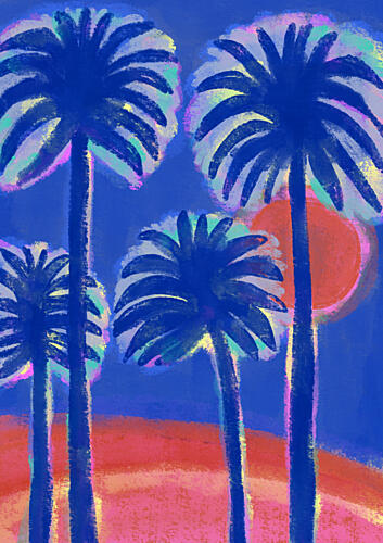 Dreamy Tropical Palms Art déco reproduction