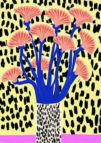 Vibrant Abstract Flowers Art déco reproduction