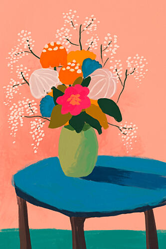 Vibrant Floral Still Life Art déco reproduction