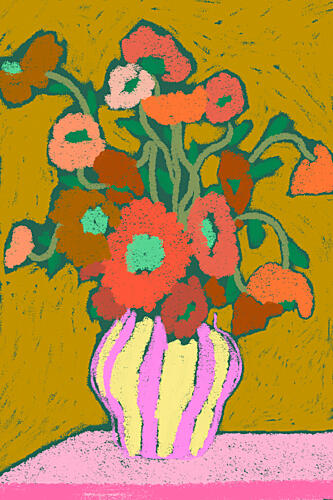 Cheerful Flower Arrangement Art déco reproduction