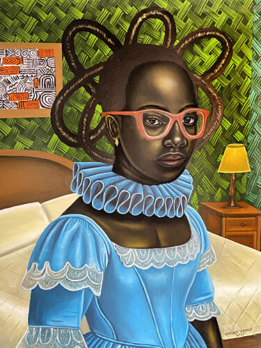 Regal Girl Blue Dress Art déco reproduction