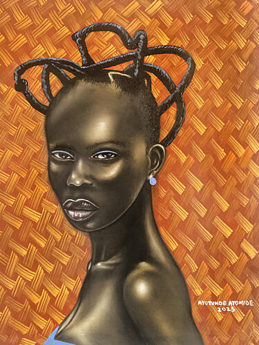 Braided Beauty Portrait Art déco reproduction