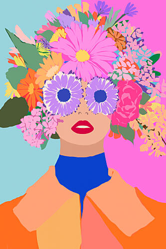 Vibrant Floral Gaze Pop art reproduction