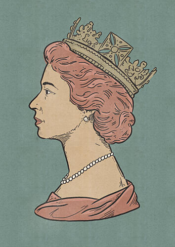 Crowned Queen Profile Art déco reproduction