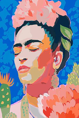 Serene Floral Woman Art déco reproduction