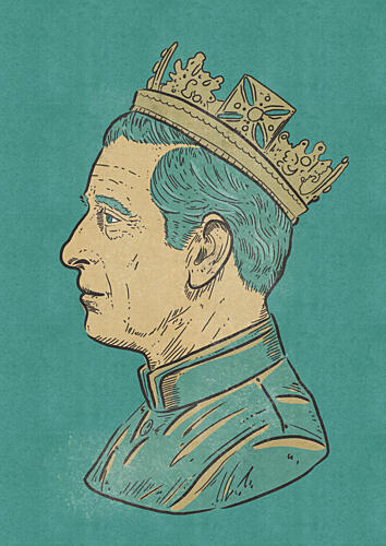 Crowned King Profile Gold Print
