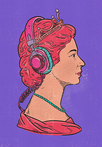 Headphone Queen Pop art reproduction