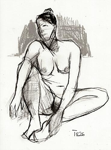 Expressive Seated Nude Art Print
