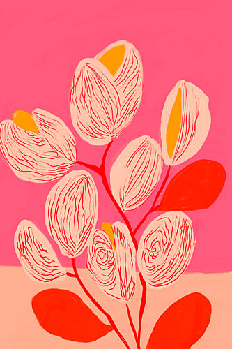 Vibrant Pink Blooms Art déco reproduction