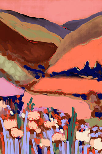 Vibrant Mountain Flowers Art déco reproduction