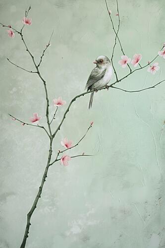 Delicate Bird Blossom Art Print