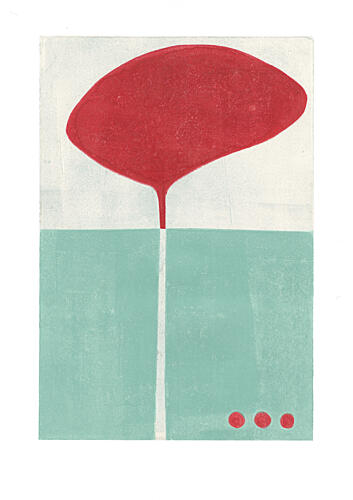 Modern Red Teal Shape Art déco reproduction