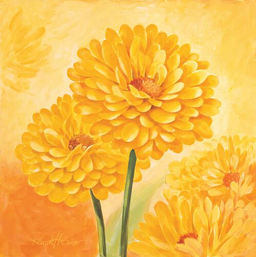 Vibrant Yellow Blooms Art déco reproduction